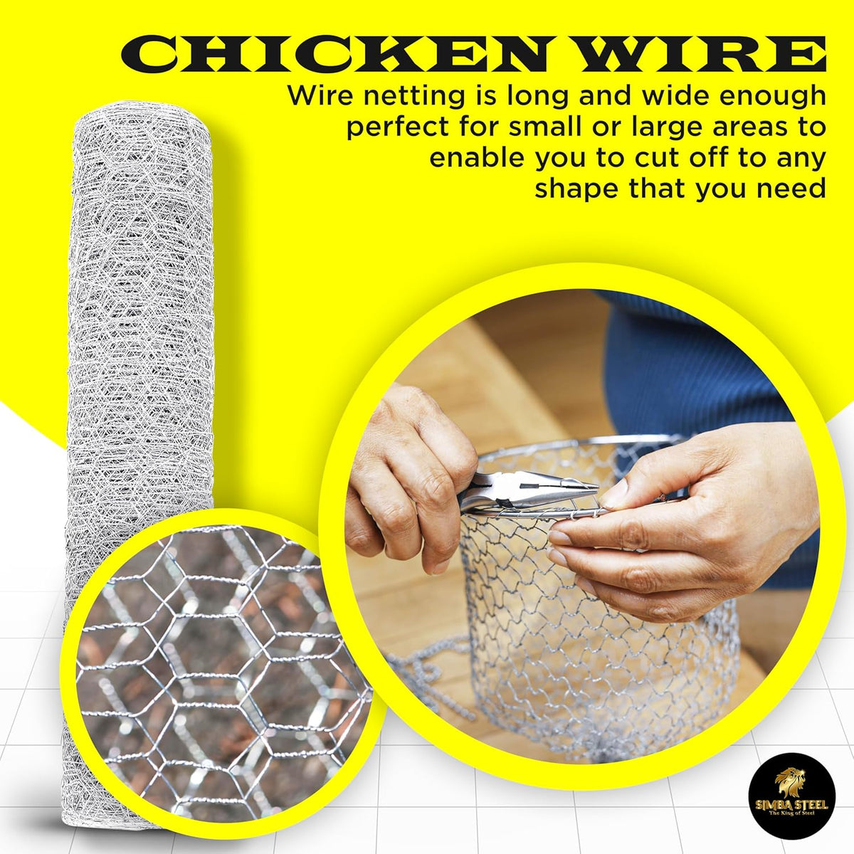 Chicken Wire 60 in x 150 FT x 2” Mesh x 20GA | Poultry Wire Netting | Hot Dipped Galvanised |