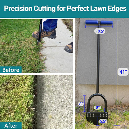 One-Piece 41in Manual Edger Lawn Tool with Spring Steel Blade Manganese Steel Border Edger for