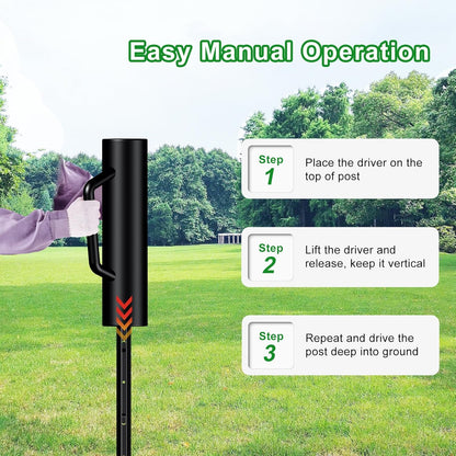 Fence Post Driver with Handle,17LB Hand Post Pounder,3.7 inches Inner Dia. Pole Rammer, Farm Wire