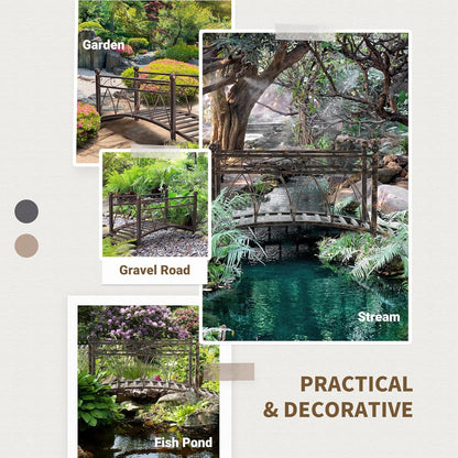 Outsunny 3.3' Metal Arch Zen Garden Bridge with Safety Siderails, Decorative Footbridge, Delicate