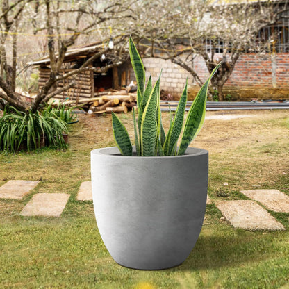 Kante 18 Inch Dia Round Concrete Planter, Indoor Outdoor Large Plant Pot with Drainage Hole and