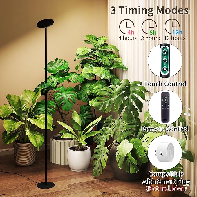chiphy Grow Lights, 85" Full Spectrum Plant Light for Indoor Plants, 4/8/12H Timer, 60W Grow Lamp