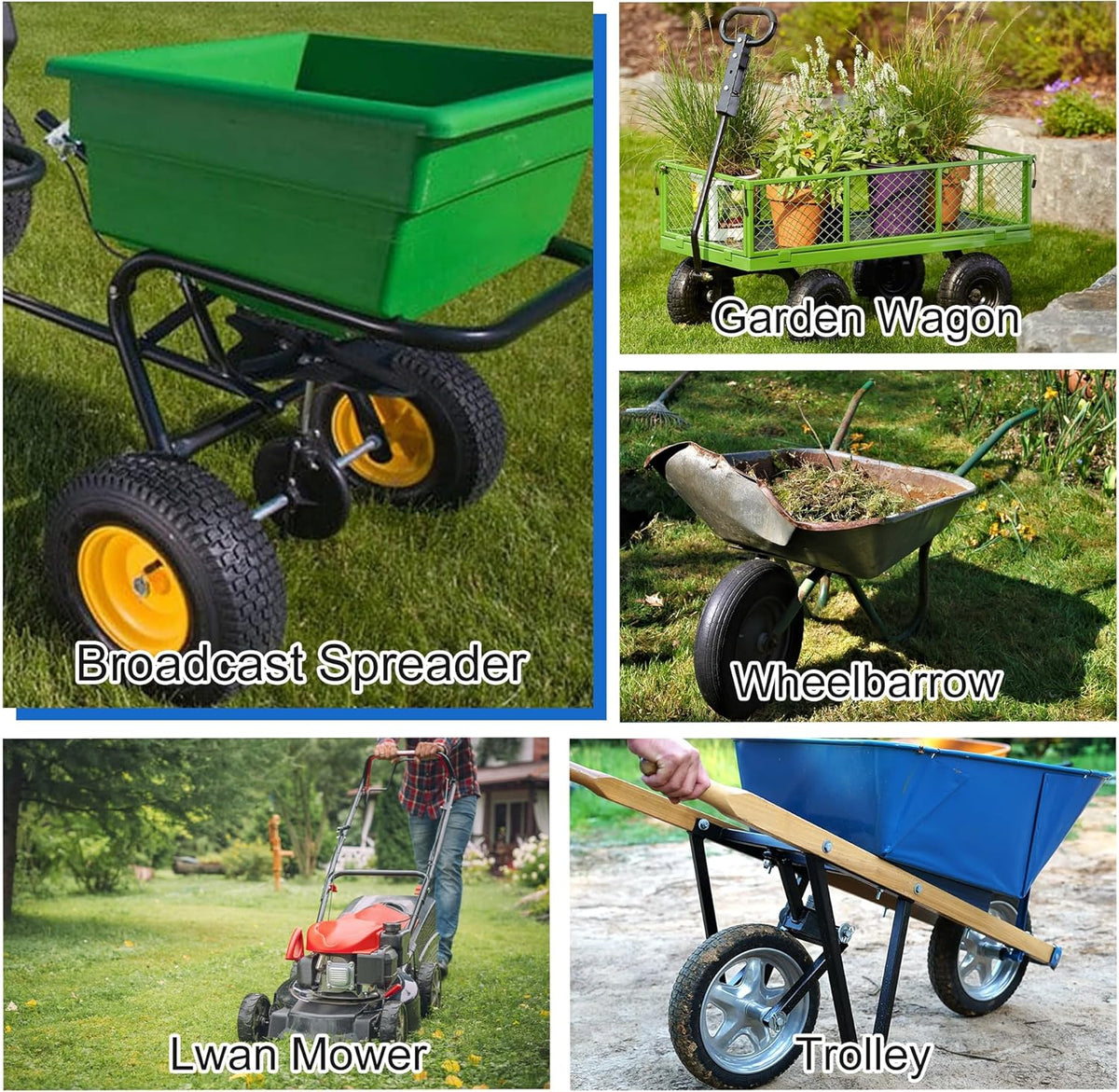 16" Flat Free Wheelbarrow Tires, 4.80/4.00-8" Flat-Free Solid Tire with 5/8" Axle Bore Hole for