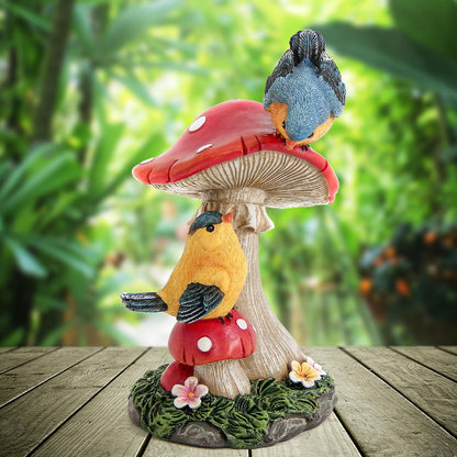 Leekung Bird Garden Statue for Outdoor Decorations,Bird Figurines Mushroom Statue for Garden