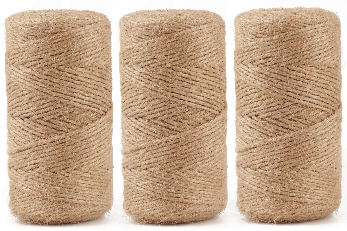 984 FT Natural Jute Twine, 3ply Thin Ribbon Hemp Twine for Gardening, Plant, Gift Wrapping, Art