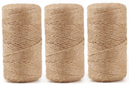 984 FT Natural Jute Twine, 3ply Thin Ribbon Hemp Twine for Gardening, Plant, Gift Wrapping, Art