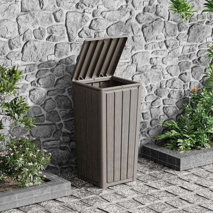 Outdoor Trash Can 23 Gallon Garbage Can with Lid Waterproof Resin Garbage Patio Waste Bin for