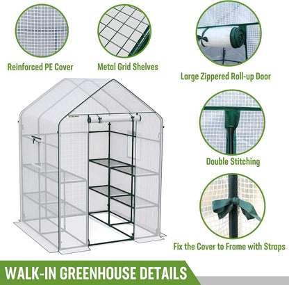 WORKPRO Greenhouse, 56” x 56” x 77” Heavy Duty Walk in Greenhouses for Outdoors with Screen