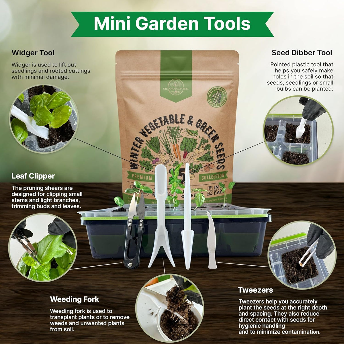 Organo Republic 25 Winter Vegetable & Green Seeds Variety Pack for Outdoors & Indoor Home Gardening