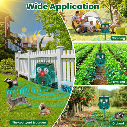 Solar Ultrasonic Animal Repellent Outdoor, 2Pack Waterproof Deer Repellent Devices with RIP Motion
