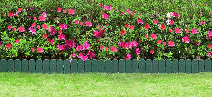 Evelyne Garden Border Edging: Wooden Fence Design - 8pcs Green Yard Landscaping Fence Liner Lawn