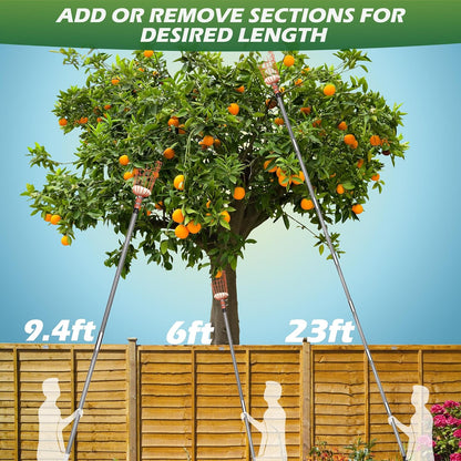 Walensee 23FT Fruit Picker, Adjustable Fruits Picker Tool with Fiberglass Pole, Big Basket and
