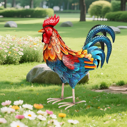 Shorayn Metal Rooster Statues Outdoor Garden Decor Metal Chicken Sculptures & Statues Chicken