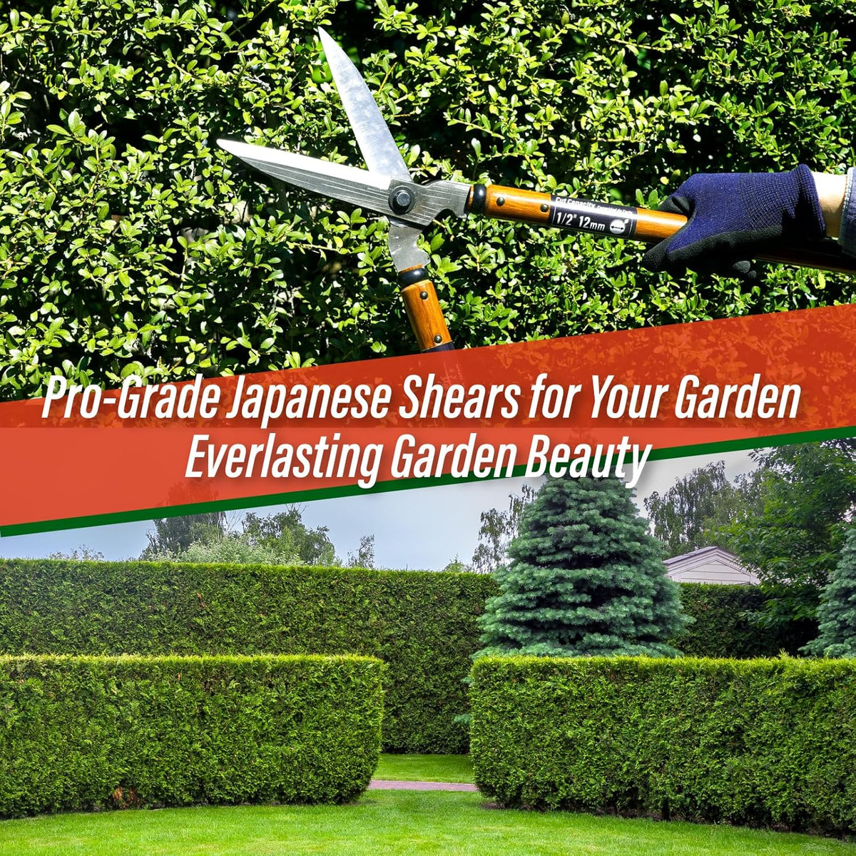 SUIZAN Hedge Shears 21.3" - Professional Japanese Garden Clippers for Precise Trimming Gardening