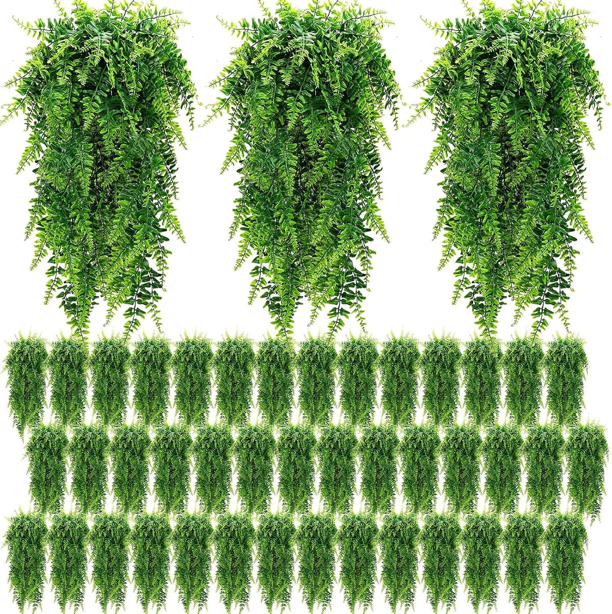 Geosar 88 Pcs Artificial Hanging Plants 32 Inch Hanging Boston Ferns Plastic Fake Plants for Wall