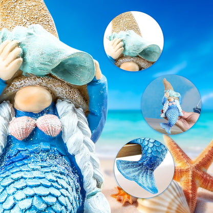 Leekung Mermaid gnome Statue Garden Decor,Beach Gnomes Figurine for Outdoor Indoor Patio Lawn Yard