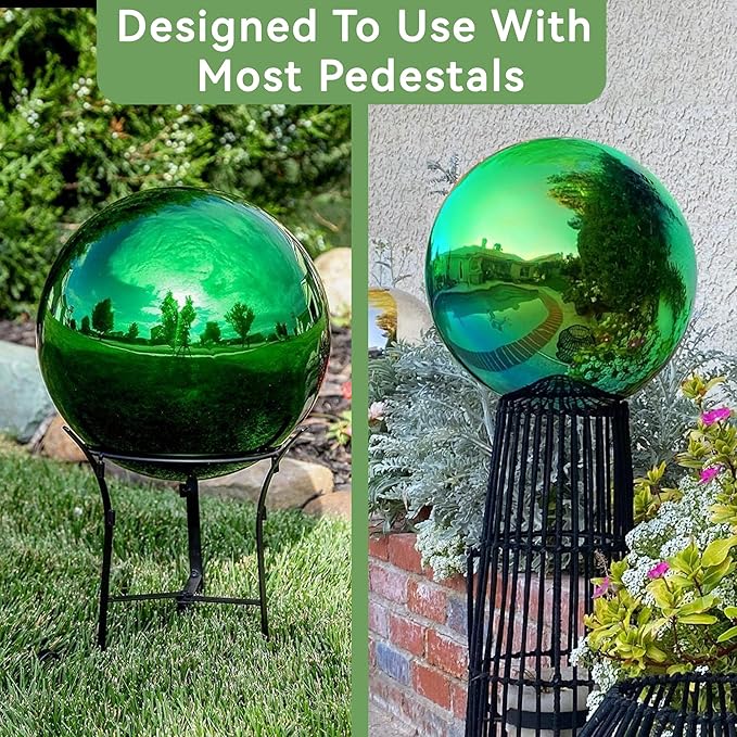 Lily's Home Stainless Steel Gazing Globe Mirror Ball, Colorful and Shiny Addition to Any Garden or