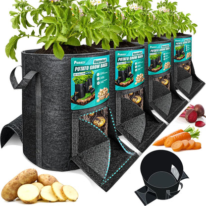 [Upgraded] 4PCS 20-Gallon Potato Grow Bags with Unique Harvest Window, Visible Window, Garden