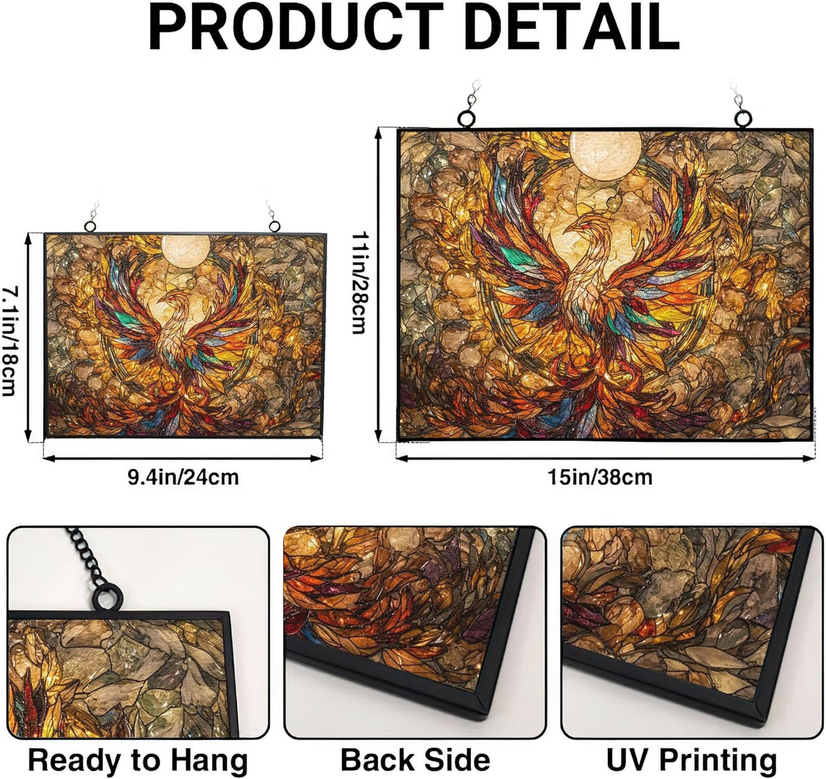 Customized Rectangle Mega Chicken Stained Glass Window Hanging Sun Catcher Halloween Haning