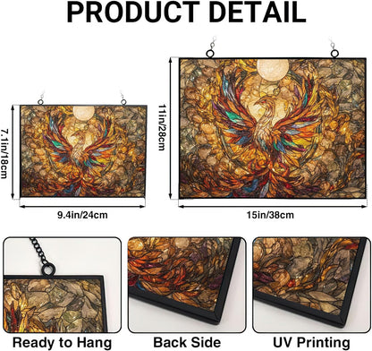 Customized Rectangle Mega Chicken Stained Glass Window Hanging Sun Catcher Halloween Haning
