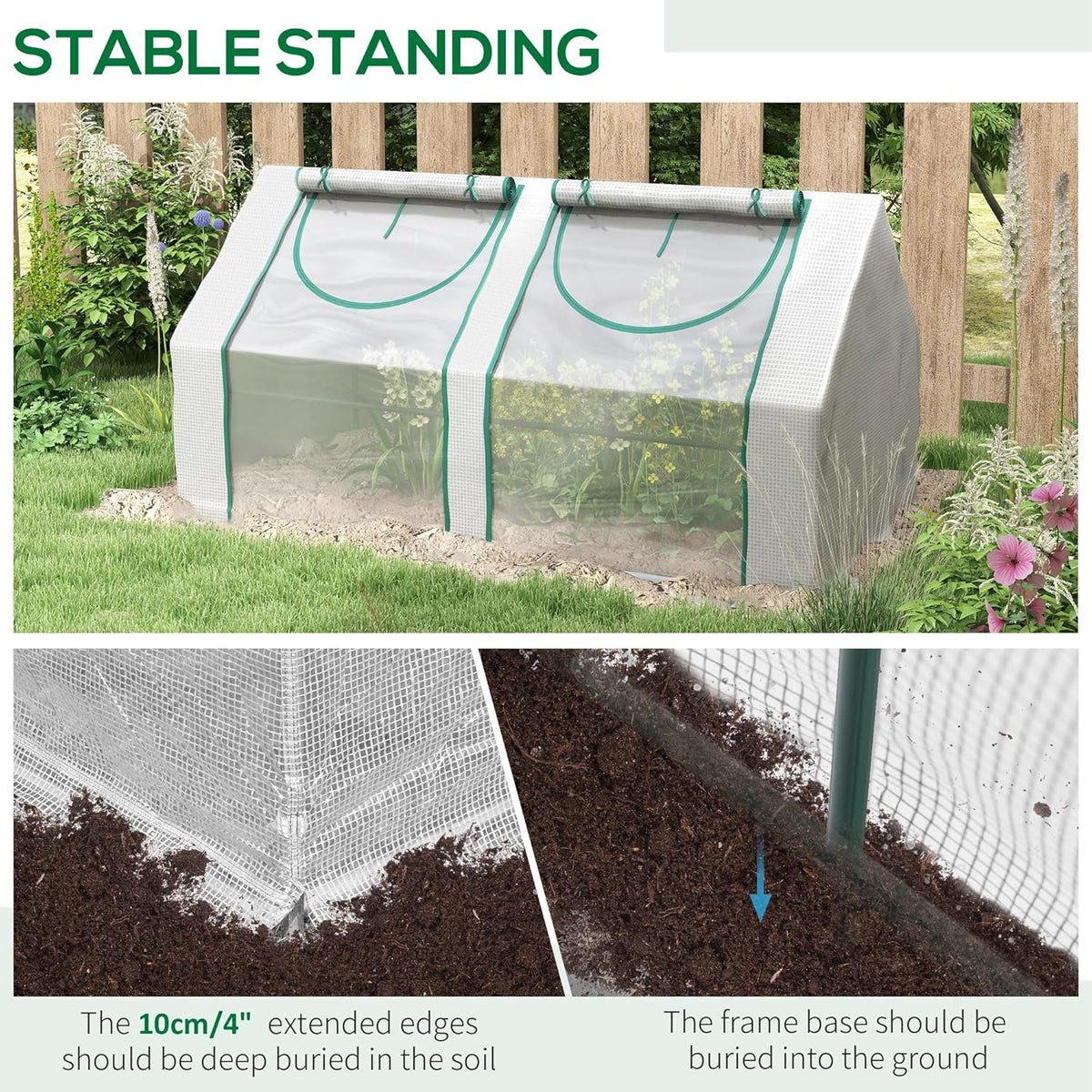 Outsunny 6' x 3' x 3' Portable Greenhouse, Garden Green House with 2 PE/Plastic Covers, Steel Frame