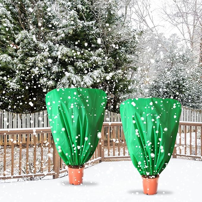 8 Pcs Plant Covers Frost Protection Bag 39.3" x 39.3" Winter Reusable Plants Jacket with Drawstring