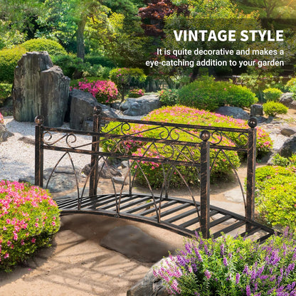 Outsunny 3.3' Metal Arch Zen Garden Bridge with Safety Siderails, Decorative Footbridge, Delicate