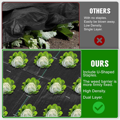 4FT x 50FT Weed Barrier Landscape Fabric Heavy Duty, 3.2oz Premium Gardening Weed Control Mat with