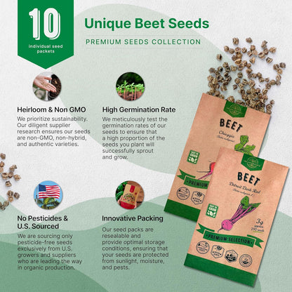 Organo Republic 10 Rare Beet Seeds Variety Pack for Planting Indoor & Outdoors 1625+ Heirloom