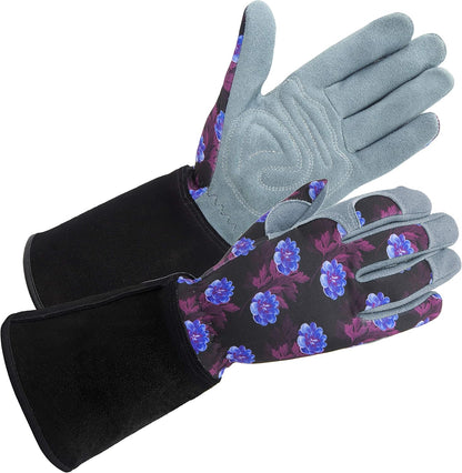 SKYDEER Women's Gardening Gloves - Genuine Deerskin Suede, Ultra-Soft Padded, Comfort Fit for