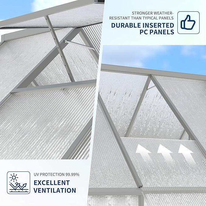 8'X14' Aluminum-Framed Polycarbonate Greenhouse, Heavy Duty Polycarbonate Greenhouse with Quick