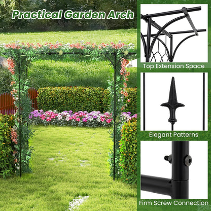 SAFSTAR 81-Inch Garden Arch, Metal Arbor Archway for Climbing Plants, Decorative Lawn Arbor