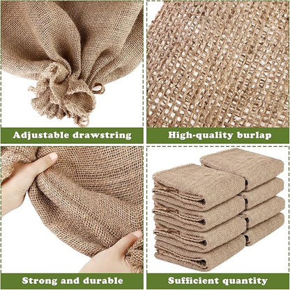 8 Packs Winter Burlap Plant Covers Bags 39.4 x 47.2 Inch Large Burlap Sack Plant Blanket with