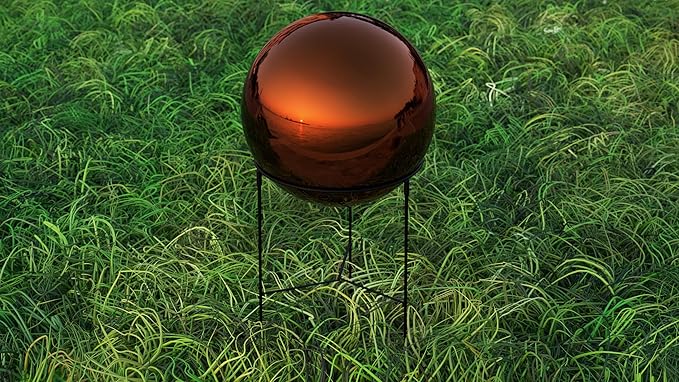 Lulu Decor, Dark Copper Stainless Steel Gazing Mirror Ball Size 12 with Stand