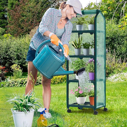 Ohuhu Mini Greenhouse for Indoor Outdoor, Small Plastic Plant Green House with Locking Wheels