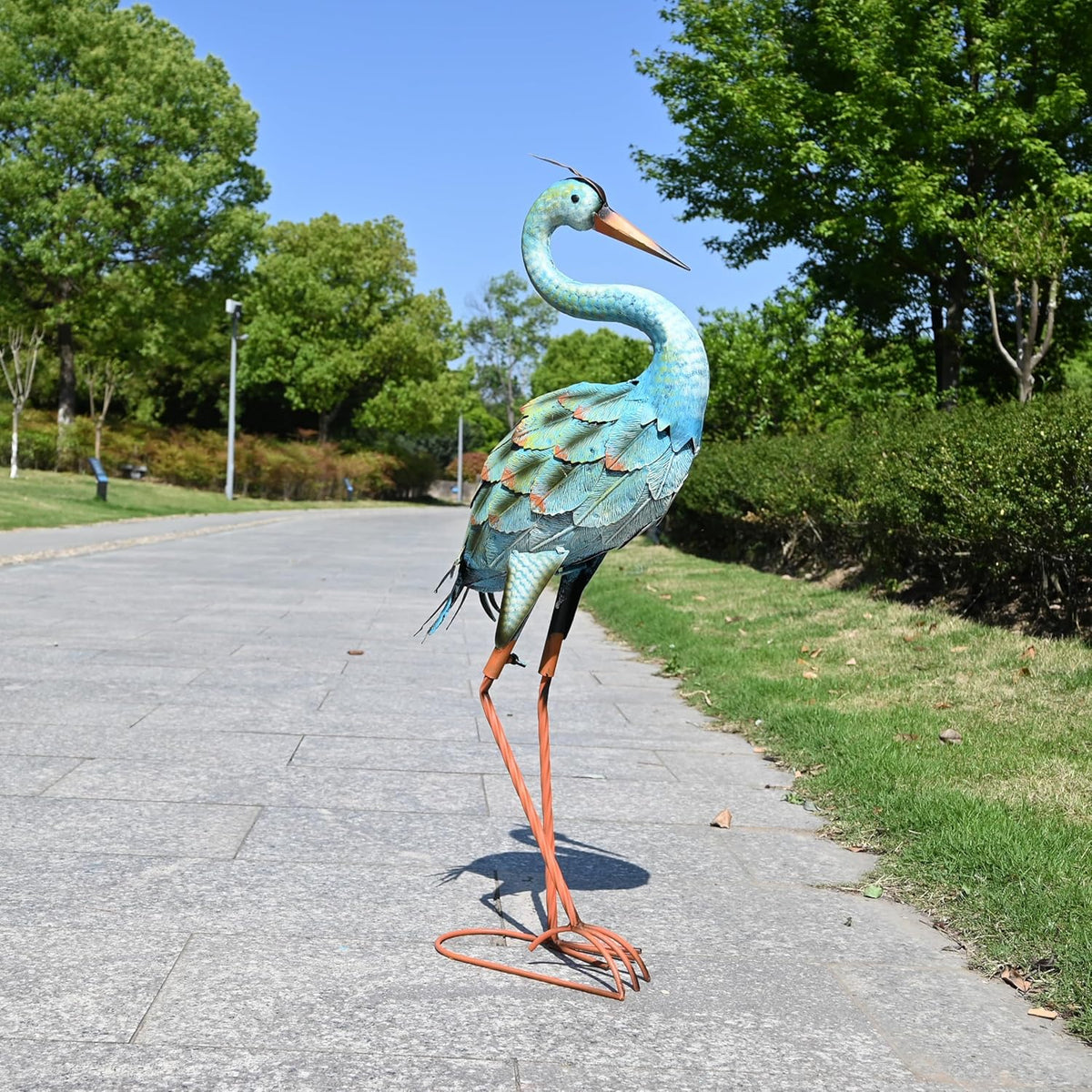Garden Decor Blue Heron Yard Art Decor Large Metal Cranes Statues for Outdoor Indoor Decorations