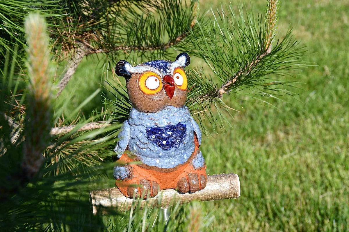 Ceramic Garden Decor - Owl Lawn Stake - Outdoor Statue - Perfect, Unique Gifts for Gardeners Woman