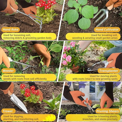 22Pcs Gardening Tools Set for Women Heavy Duty Garden Hand Tool Kit Gifts for Mom Beginner Gardener