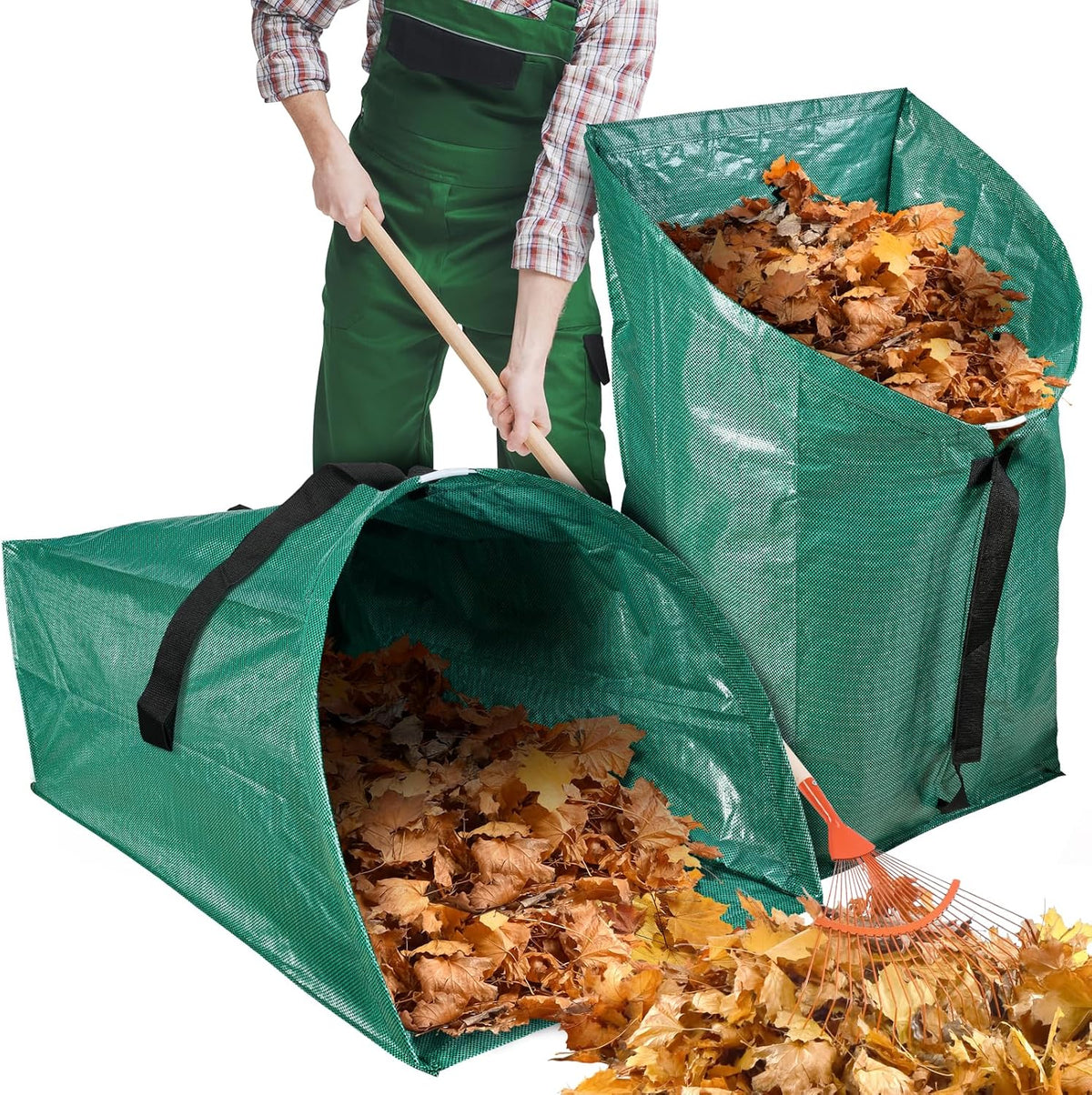 2 Pack 60 Gallon Leaf Collector,Collapsible Lawn & Leaf Bag,Heavy Leaves Pick up Tool Reusable Yard