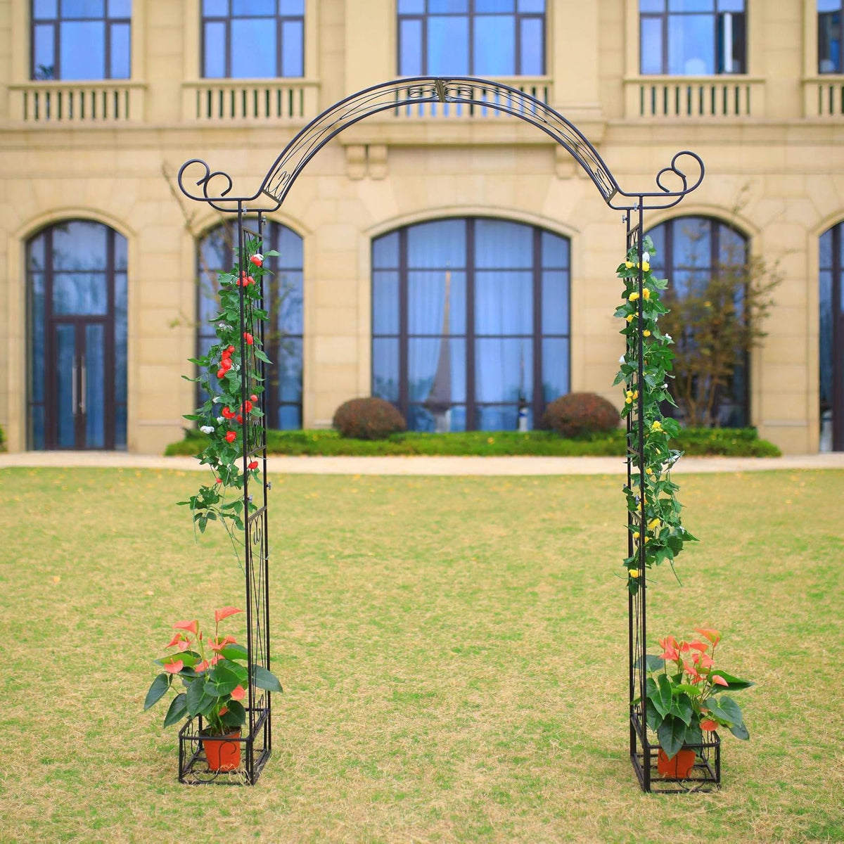 Steel Garden Arch, 7'1" High x 5'1" Wide, Garden Arbor for Various Climbing Plant, Outdoor Garden