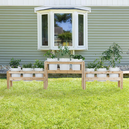 Greenes Fence Two-Tiers Nine Bucket Elevated Cedar Wood Garden Frame, 125 in. x 16 in. x 30 in.