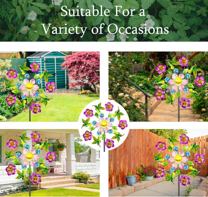 Solar Wind Spinners Outdoors for Yard and Garden - 40 Inch Metal Wind Sculpture, Outdoor Kinetic