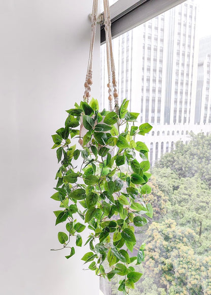 Fake Hanging Plants Artificial Plants for Home Decor Macrame Plant Hanger with Fake Vines Faux