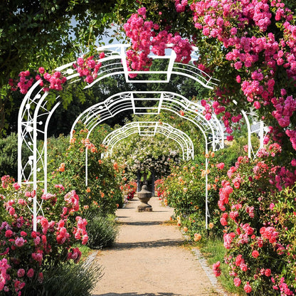 Metal Garden Arch 98.4" H Garden Arbor Trellis for Outdoor Climbing Plants Support Rose Lawn Tall