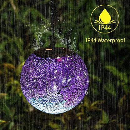 VCUTEKA Solar Lanterns Outdoor Waterproof - Hanging Solar Lights Garden LED Lanterns Mosaic Crack