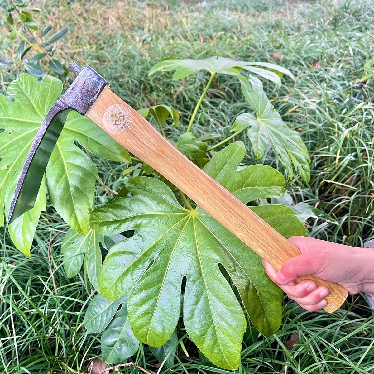 14 Inch Heavy Duty Curved Hoe, Without Welding, Gardening Tool, Oak Handle, for Digging, Weeding