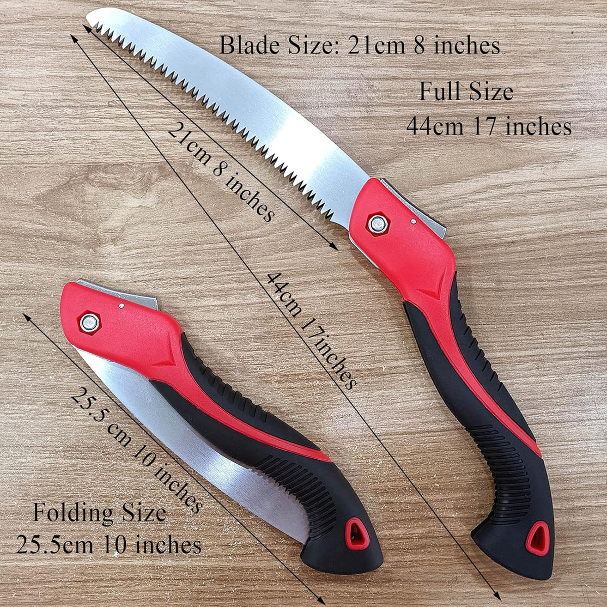 8 Inch Heavy Duty Pruning Saw, Folding Hand Saw with SK5 Curved Blade, Triple-cut Razor Teeth Used