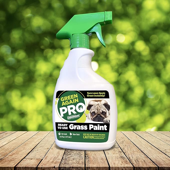 Pre-Mixed Grass and Turf Paint - All Natural Pet-Friendly Lawn Colorant Turns Spots Green Again
