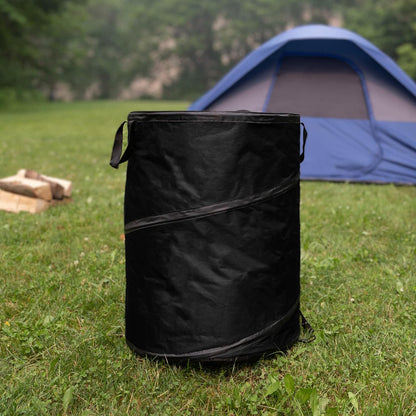 Wakeman Collapsible Trash Can - 46-Gallon Garbage Can Outdoor Bin with 3 Stakes for RV, Camping
