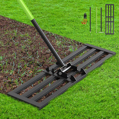 Seeutek Lawn Leveling Rake, 35” x 10” Lawn Leveler with 6.5FT Stainless Steel Handle Rakes for